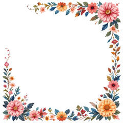 Obraz premium Floral Frame Watercolor Border PNG isolated on transparent background