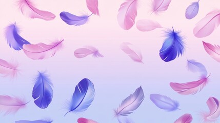 Obraz premium Colorful Soft Feathers Floating on a Gradient Background Design