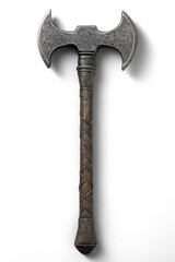 Intricately designed medieval double-headed battle axe