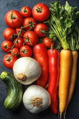 Set of vegetables isolated on white background.