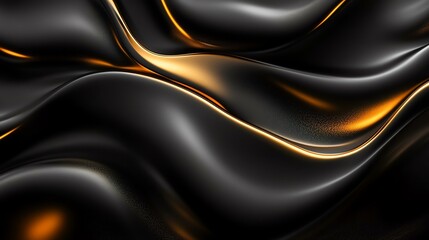 Fototapeta premium Smooth black and gold wave abstract design.
