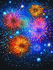 Fototapeta premium Vibrant Fireworks Display Night Sky Celebration Image