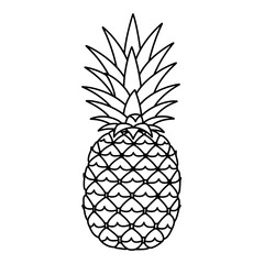 Obraz premium Pineapple Outline: A clean and simple outline illustration of a ripe pineapple. The image is perfect for adding a tropical touch to design.