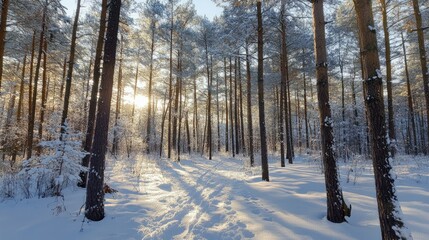 Naklejka premium a beautiful trees in winter landscape with isolated on the whit background
