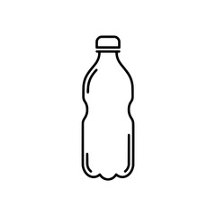 Fresh Hydration: A minimalist outline of a plastic water bottle, conveying purity and refreshment, standing in stark against background. 