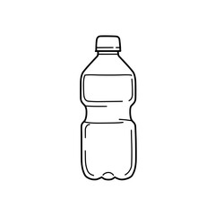 Simple Bottled Beverage Outline: a minimalist outline of a clear plastic bottle containing a refreshing beverage. Perfect for conveying concepts of hydration, packaging, and everyday essentials.