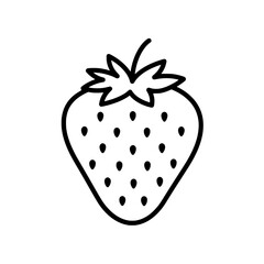 Strawberry Icon: A simple, clean line drawing of a ripe strawberry, capturing the essence of the beloved fruit with its characteristic shape and textured seeds.