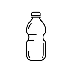 Bottled Hydration: A simple, elegant line drawing of a classic plastic water bottle, symbolizing purity, refreshment, and the essential need for hydration.