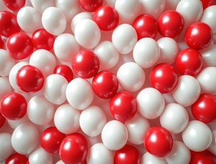 Red and White Round Decorative Balls in a Colorful Pattern Suitable for Festive Backgrounds and Celebrations with a Vibrant and Playful Aesthetic