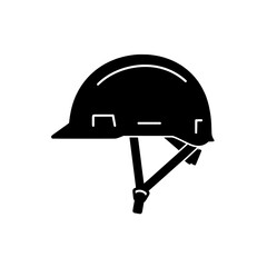 Protective Helmet Icon: A minimalist, black silhouette of a safety helmet, ready for work. The image highlights safety and construction, for those in high-risk jobs.