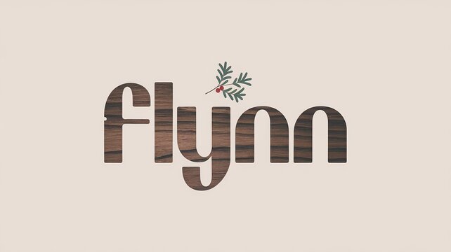 Elegant wooden typography displaying the name flynn on neutral background