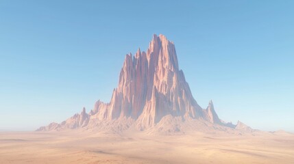 Fototapeta premium Majestic Rock Formation Rising Against a Clear Blue Sky in a Desert Landscape Highlighting Nature's Incredible Beauty