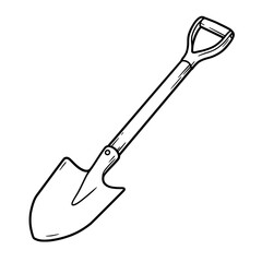 Simple Spade Line Art: A simple line art illustration of a spade, a quintessential tool for digging, gardening, and construction, portrayed against a clean backdrop.