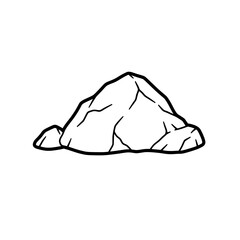 Solitary Stone: A simple line art illustration of a solitary stone, showcasing its rugged texture and natural form.  © EngAhmedPixel