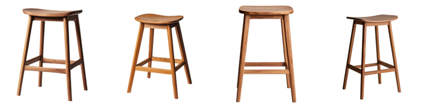 Elegant wooden stools or bar chairs in a modern minimalist interior design setting perfect for a kitchen dining room or home office decor
