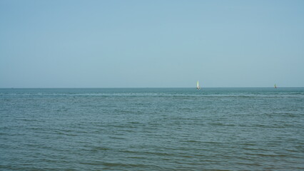 Fototapeta premium The peaceful sea view with the flat horizon line