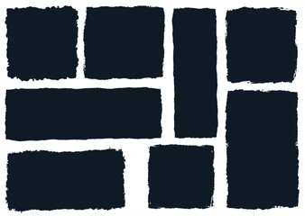 Set of Dark Blue vector rough edge rectangles