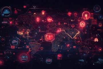 Global digital security map with alerts