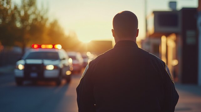 Police arrest near a police station during the day. Featuring law enforcement and public security