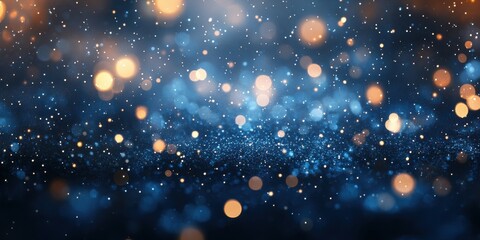 Fototapeta premium Shimmering and Sparkling Blue Background with Bokeh Highlights and Glowing Particles for Elegant and Festive Design Projects