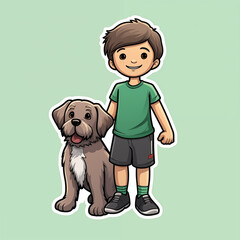 little boy with dog illustration.