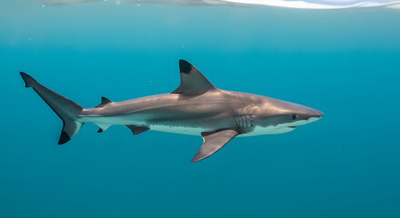 Obraz premium Elegant shark swimming gracefully through the clear ocean depths