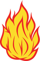 Simple fire flame clipart minimalistic vector illustration. Fire icon for web and graphics design. Flat color fire flame art and texture.