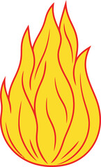Simple fire flame clipart minimalistic vector illustration. Fire icon for web and graphics design. Flat color fire flame art and texture.