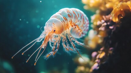 Translucent Sea Creature Underwater, Vibrant Colors, Ocean Wildlife
