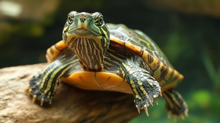 Obraz premium Closeup of a Turtle on a Branch