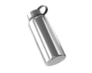 Blank Aluminum Stainless Steel wide mouth sport water bottle Isolated On Transparent Background, Prepared For Mockup, Png.	