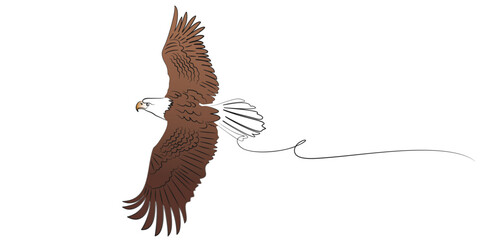 Minimalist One Line Art of a Bald Eagle in Flight eps 2