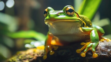 Naklejka premium Green Tree Frog Closeup
