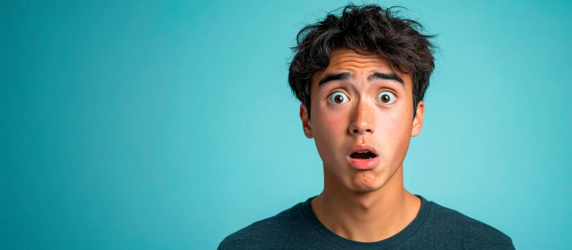  Joven con cara de asombro con espacio para texto