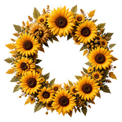 Sunflower Wreath: Fall Decor, Front Door Wreath isolated on transparent background