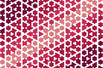 Red maroon hexagonal mosaic pattern with geometric floral hexa tiles. Decorative tile design concept
