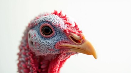 Isolated Turkey with Bright Red Wattle