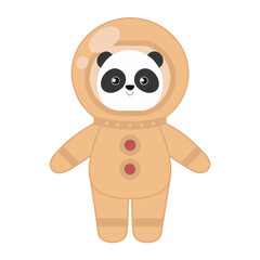 Cute panda astronaut character in a spacesuit.