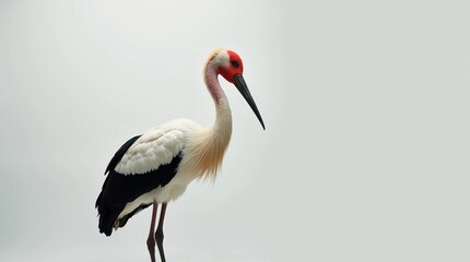 Fototapeta premium Crane with Tilted Head, Isolated Studio Shot