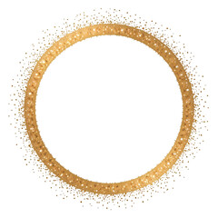 Gold Circle Frame: Glitter & Sparkle isolated on transparent background