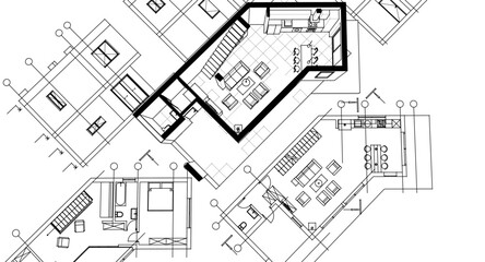 architecture sketch of a residential building 3d