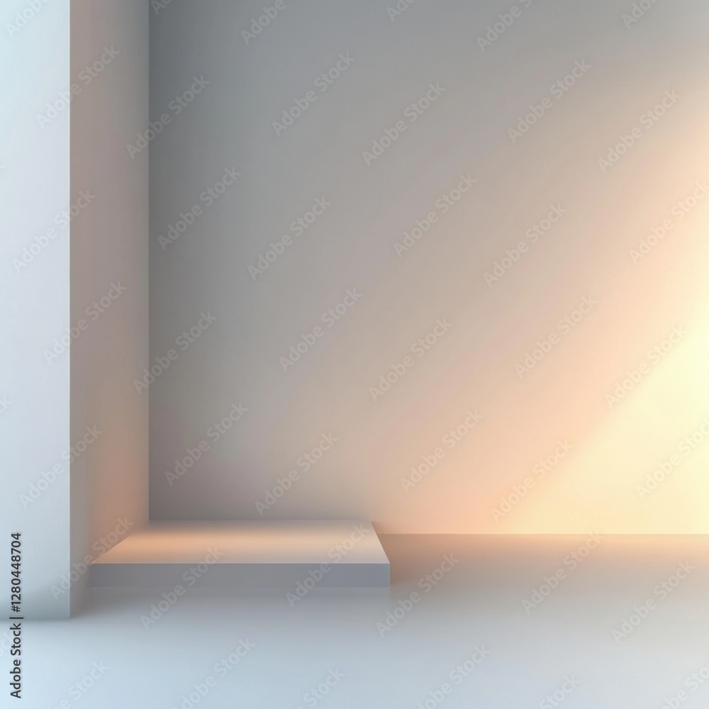 Poster Minimalist interior design with soft gradient background and ample space for creative text placement. Generative AI