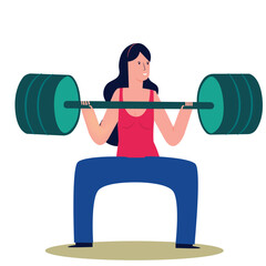 Illustration of a woman is practicing how to lift dumbbells