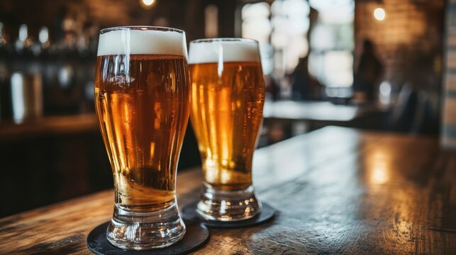 Alcohol consumption at a brewery with craft beers and industrial design. Featuring creativity and community