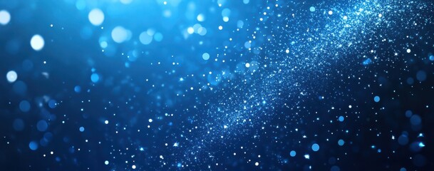 Fototapeta premium Sparkling Blue Glitter Background with Glowing Bokeh Effect and Shimmering Particles for Creative Designs and Modern Abstract Concepts