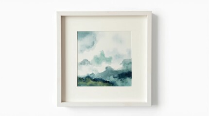 Watercolor Landscape Painting in a Square Frame