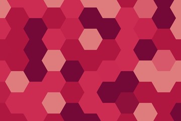 Red maroon hexagonal pixelate geometric pattern with seamless abstract design. Digital pixel texture concept