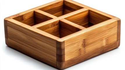 A single, detailed bamboo charcoal air purifier bag, on a pure white background, highlighting its natural imperfections with professional studio lighting