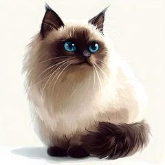 Stunning Siamese Cat Portrait: Captivating Gaze, Luxurious Fur
