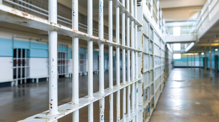 A Close-Up of a Prison Gate Opening with a Blurred Background of Barbed Wire Fences, Symbolizing Freedom and New Beginnings